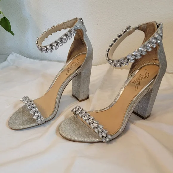 Jewel Badgley Mischka Shoes Jewel Sparkling Silver High Heels